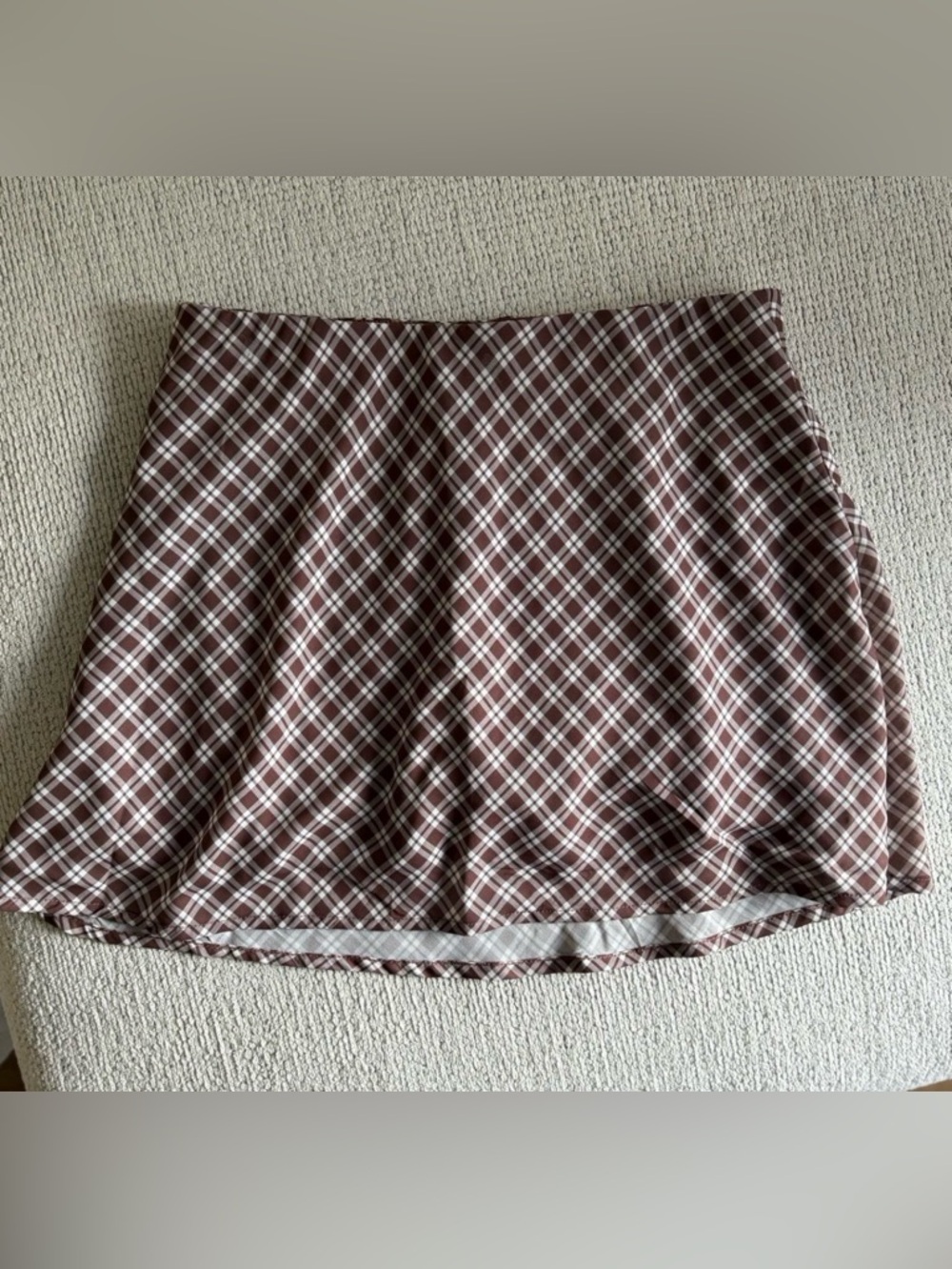 Abercrombie & Fitch Brown and White Plaid Skater Skort